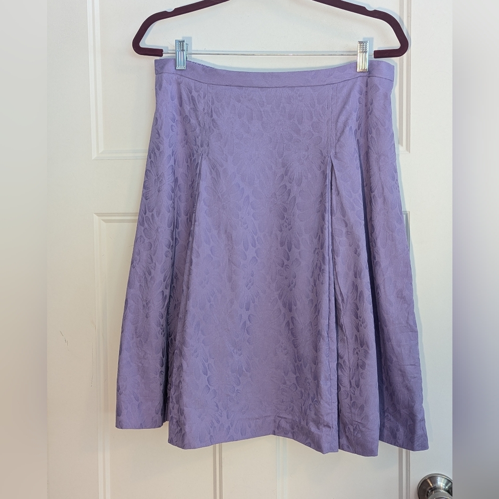 Emma James Lilac Floral Jacquard Midi Skirt.100% Cotton. 14WP. Costal Grandma.